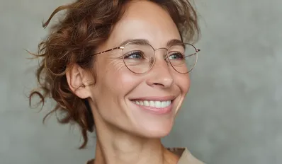 Smiling Inmeds patient wearing glasses