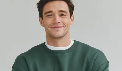 Smiling Inmeds patient in a green sweater